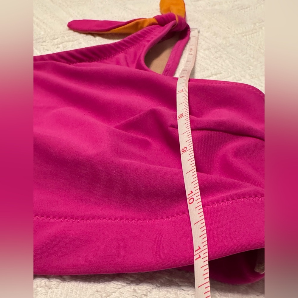 Old Navy bikini swim top - one shoulder tie - pink & orange. Large - Picture 10 of 11